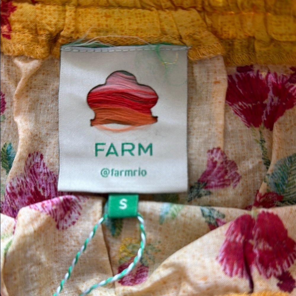 Farm Rio Yellow Floral Embroidered Ruffled Crop Top - Picture 3 of 4